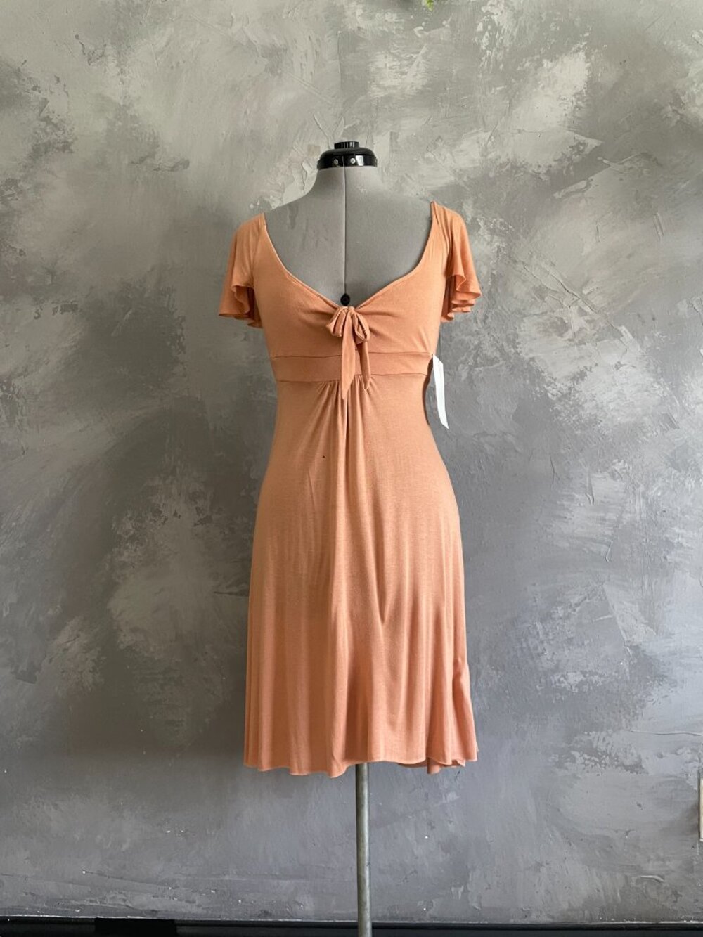 Maje Paris Peach Tie Front Flutter Sleeve Dress Size 2